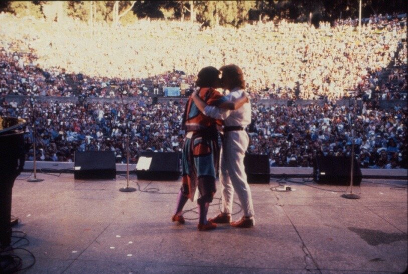 Rhiannon and Holly Near in front of 8,000 people at the sold out Redwood Festival, Greek Theater, 1985