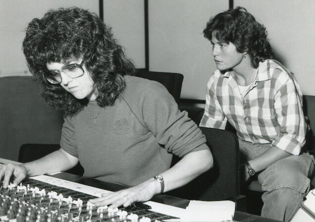 Recording Fire In the Rain Holly Near album 1980 With Nancy Vogl, singer, songwriter Photo: Unknown