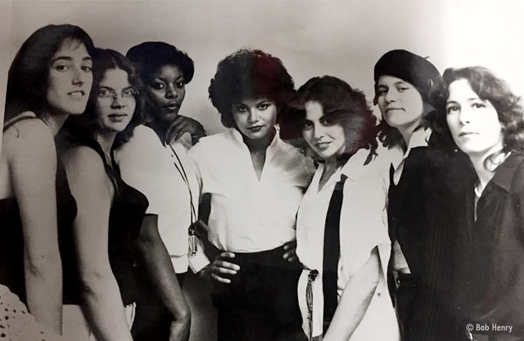 Latin Jazz ensemble. Alicia Lo, Flute and Sax; Mary Burnley, Bass; Linda Harris, Congas; Patricia Thumas, Piano/Keys Co-leader; Nelly Rubio, Vocals and Chekere; Annette Aguilar, Congas, Percussion, Co-leader; Bonnie Johnson, Drums, Percussion, Co-leader. Photo: Bob Henry. Berkeley